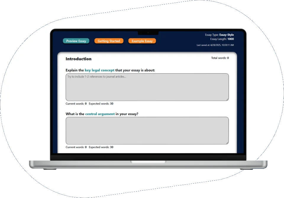 The Essay Builder on a laptop